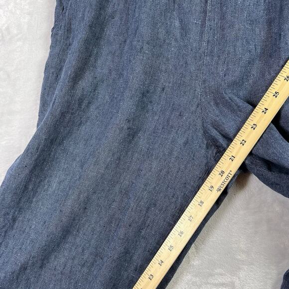 FLAX 100% Linen Pants Size Medium** Blue Boho Extra Wide Leg Strong and Capable - Picture 7 of 13